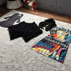 Pretty Angel BUNDLE NEW Whimsygoth fairycore M scarf, dress, blouse, sweater Y2K